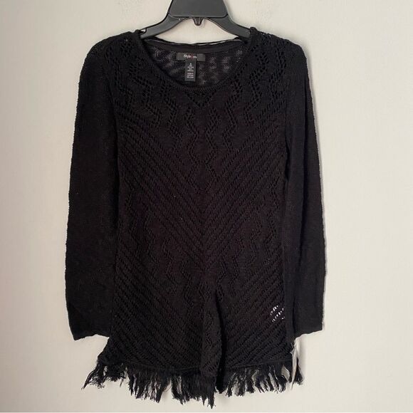 Style&Co. Women’s Crew Neck Fringe Hemline Long Sleeve Knit Sweater Size S - Picture 1 of 3